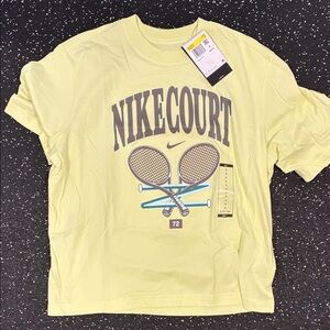 Nike Womens Light Yellow Tennis Graphic Tee